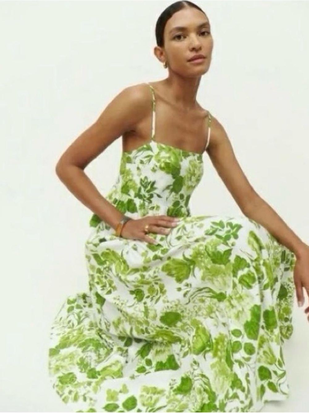 Reformation White Maxi Dress with Green Floral Print - Picture 7 of 8